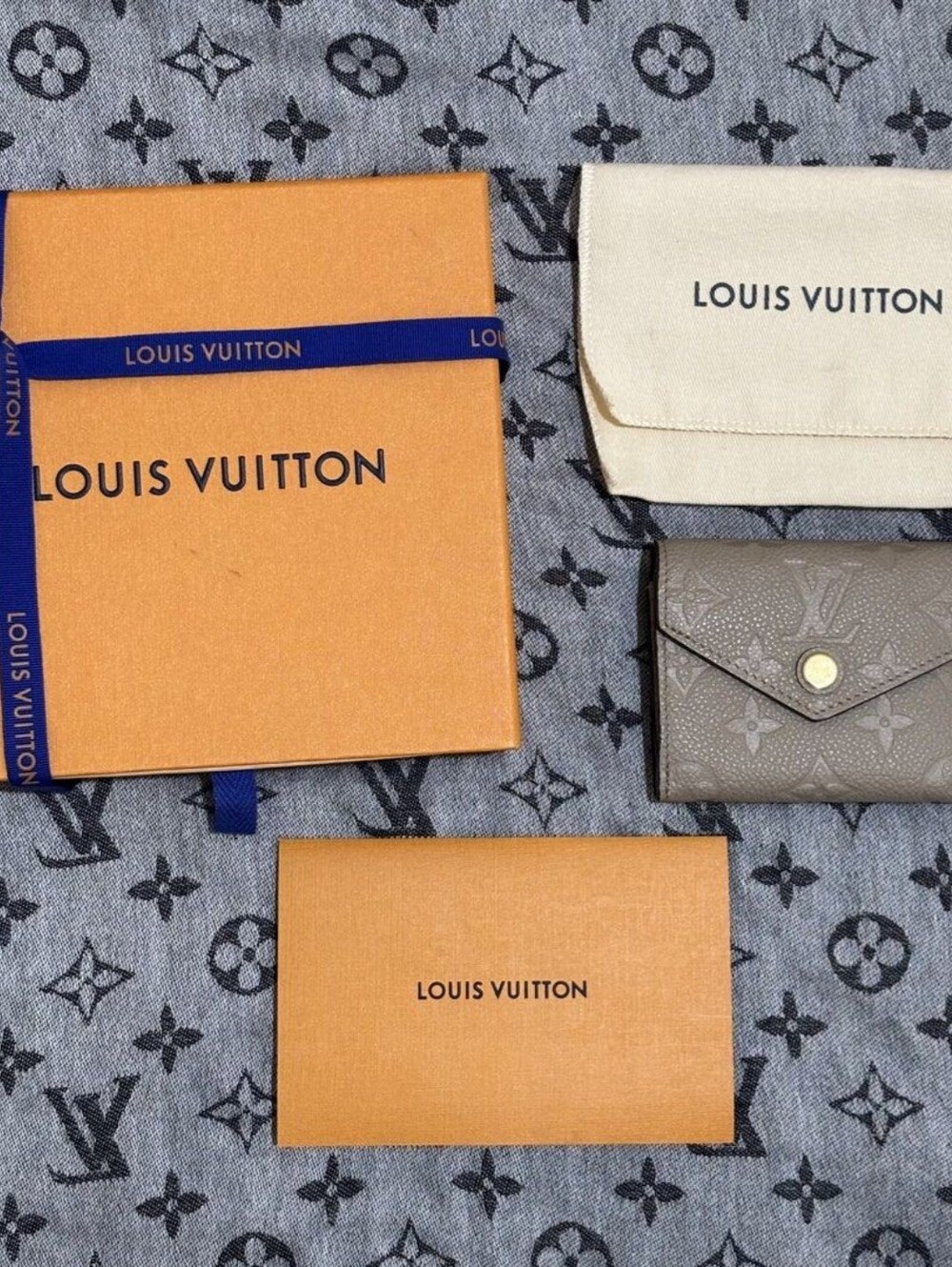 Louis Vuitton Taupe Embossed Monogram Compact Wallet with Gold Snap Button